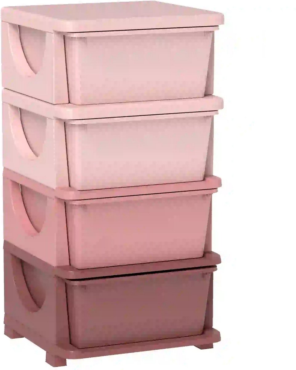 Opbergboxen - Ladekast met opbergdoos - Speelgoed organizer - Speelgoedkast - Roze - 37cm x 37cm x 76cm