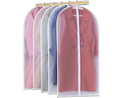 Kleerzak - 6 stuks - transparant, voor kleding, afdekking van kleding, jas, kleding, robuuste ritssluiting (60 x 100 cm) - anti-motten beschermhoes, kledingzak - opvouwbaar