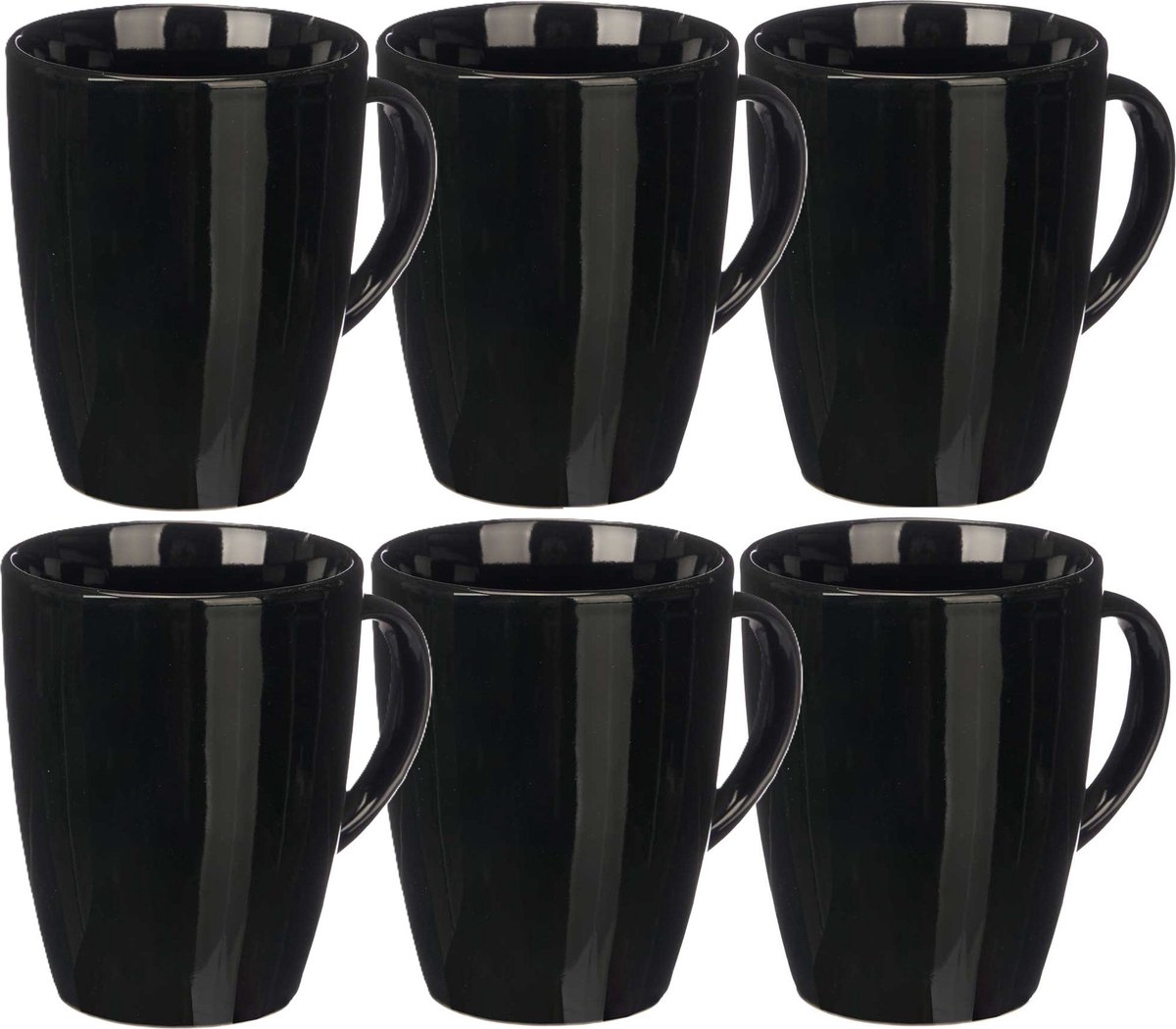 Vessia Design koffie mokken - 6x - zwart - keramiek - 330 ml