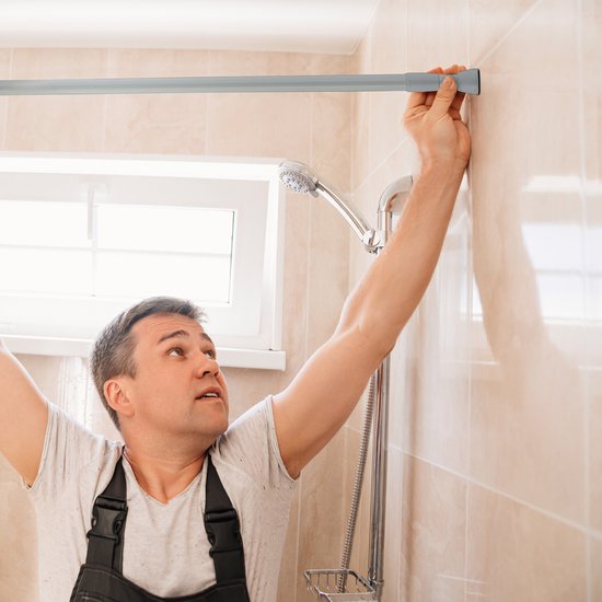 Tringle à rideau extensible Relaxdays - 150 - 280 cm - sans perçage - acier inoxydable - tringle à rideau de douche télescopique - tringle à vêtements