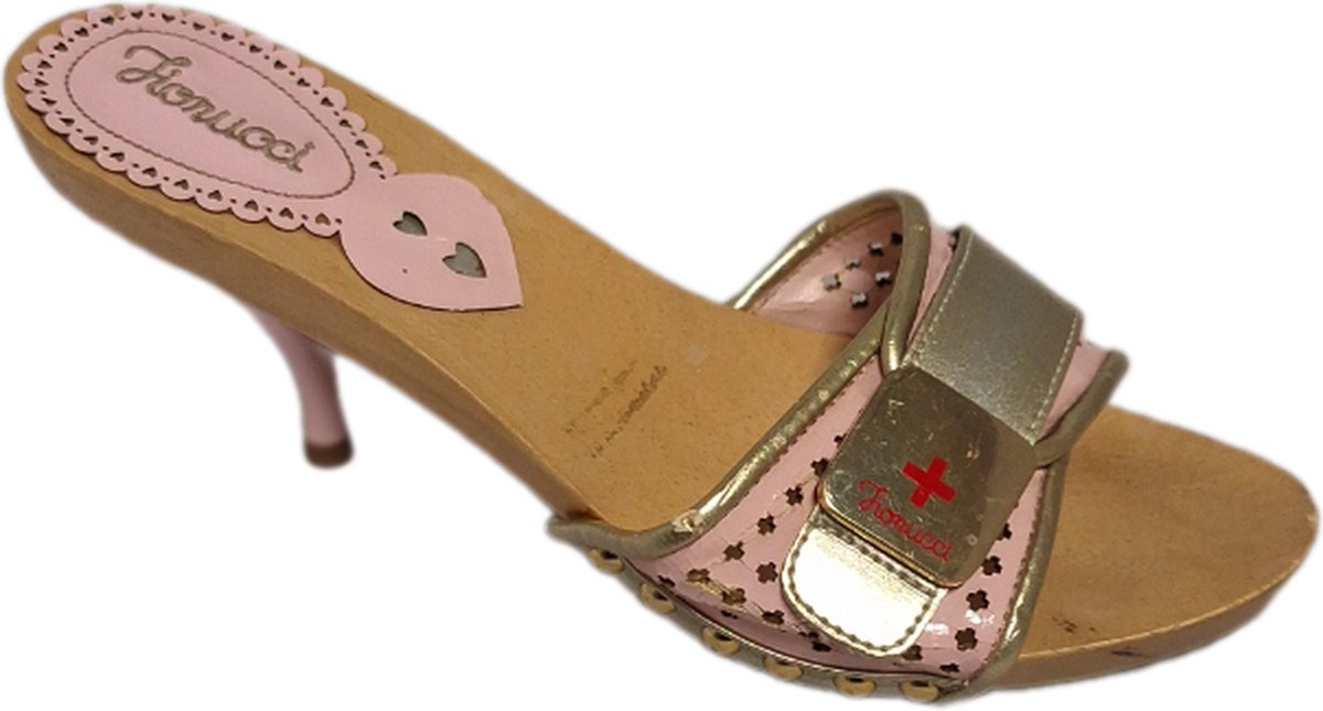 FIORUCCI-MUILTJE-WOODEN SOLE-LEDERLOOK UPPER-PINK-37