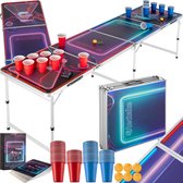 tectake - Table de bière-pong - Table de bière-pong - BeerWars I, éclairage LED, jeu de cartes incl.