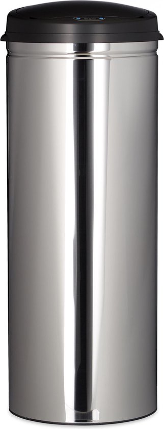 relaxdays Vuilnisbak 50 liter rond - Afvalbak met sensor prullenbak - afvalemmer zilver | bol.com