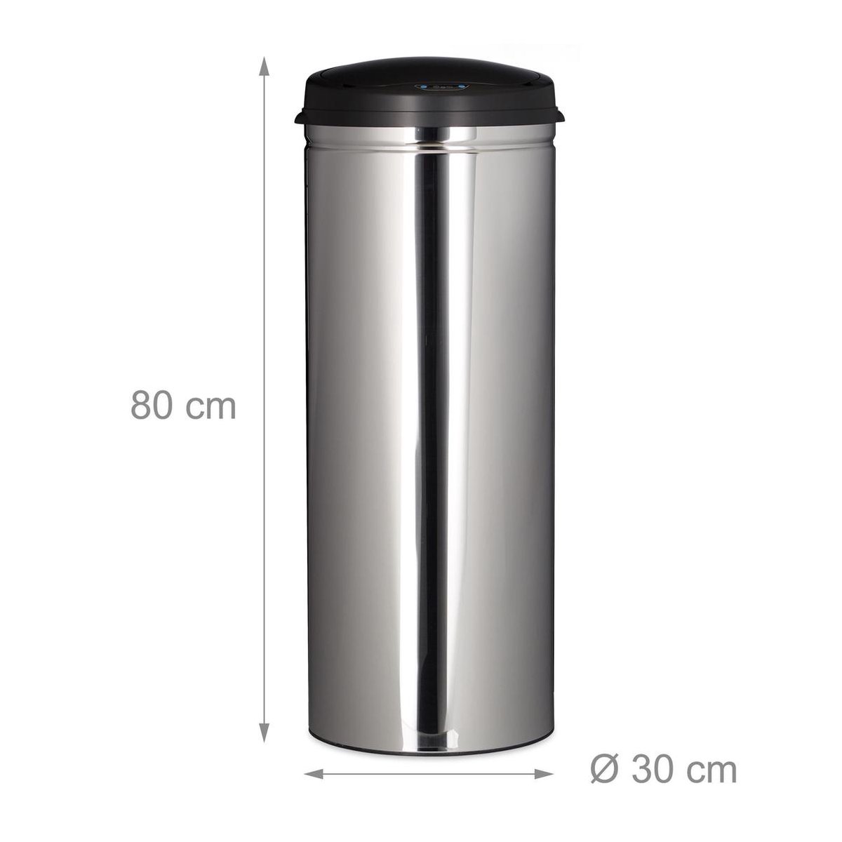 relaxdays Vuilnisbak 50 liter rond - Afvalbak met sensor prullenbak - afvalemmer zilver | bol.com