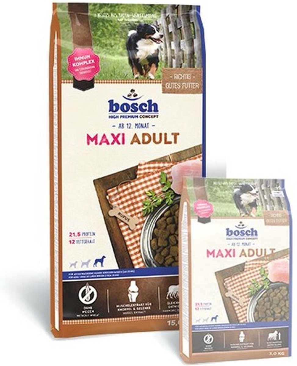 2x15kg bosch Adult Mix Pakketten Maxi Adult / Lam & Rijst Hondenvoer