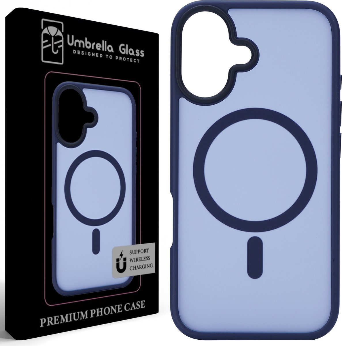 Umbrella Glass - Blue Mysterie Magnetic Shield hoesje - Geschikt voor iPhone 16