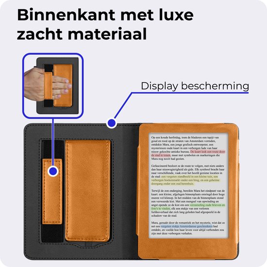 Hoesje Geschikt voor Kobo Clara Colour Hoesje Leer Luxe Bescherm Case - Hoes Geschikt voor Kobo Clara Colour Leren Hoes Book Cover - Bruin van Hoesje  — afbeelding 5