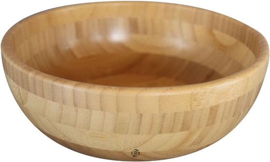 sla- en fruitschaal van acaciahout, 25 × 9 cm, slakom met een individuele nerf