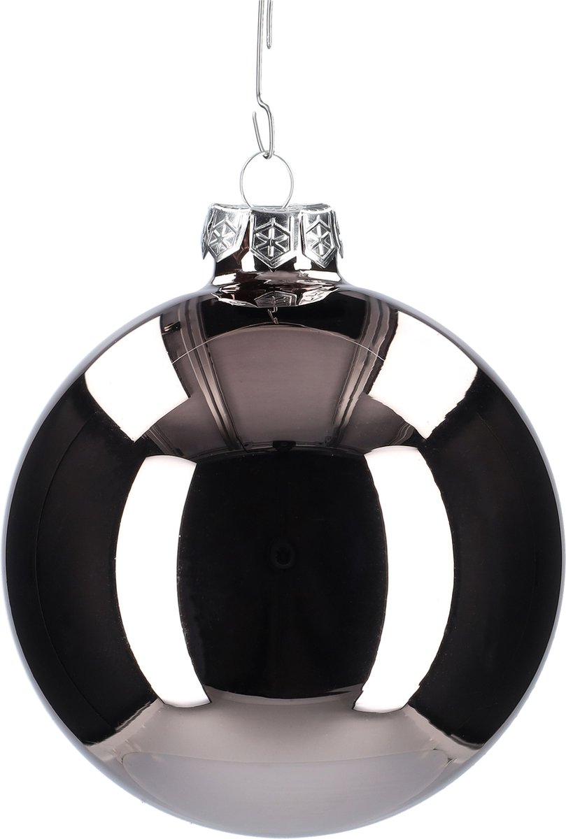 Glazen kerstballen - Set van 4 stuks/100mm - Luxe kerst decoratie - Sfeervolle kerstversiering voor in de kerstboom - Glas - Titan Grey - Grijs – foto 7