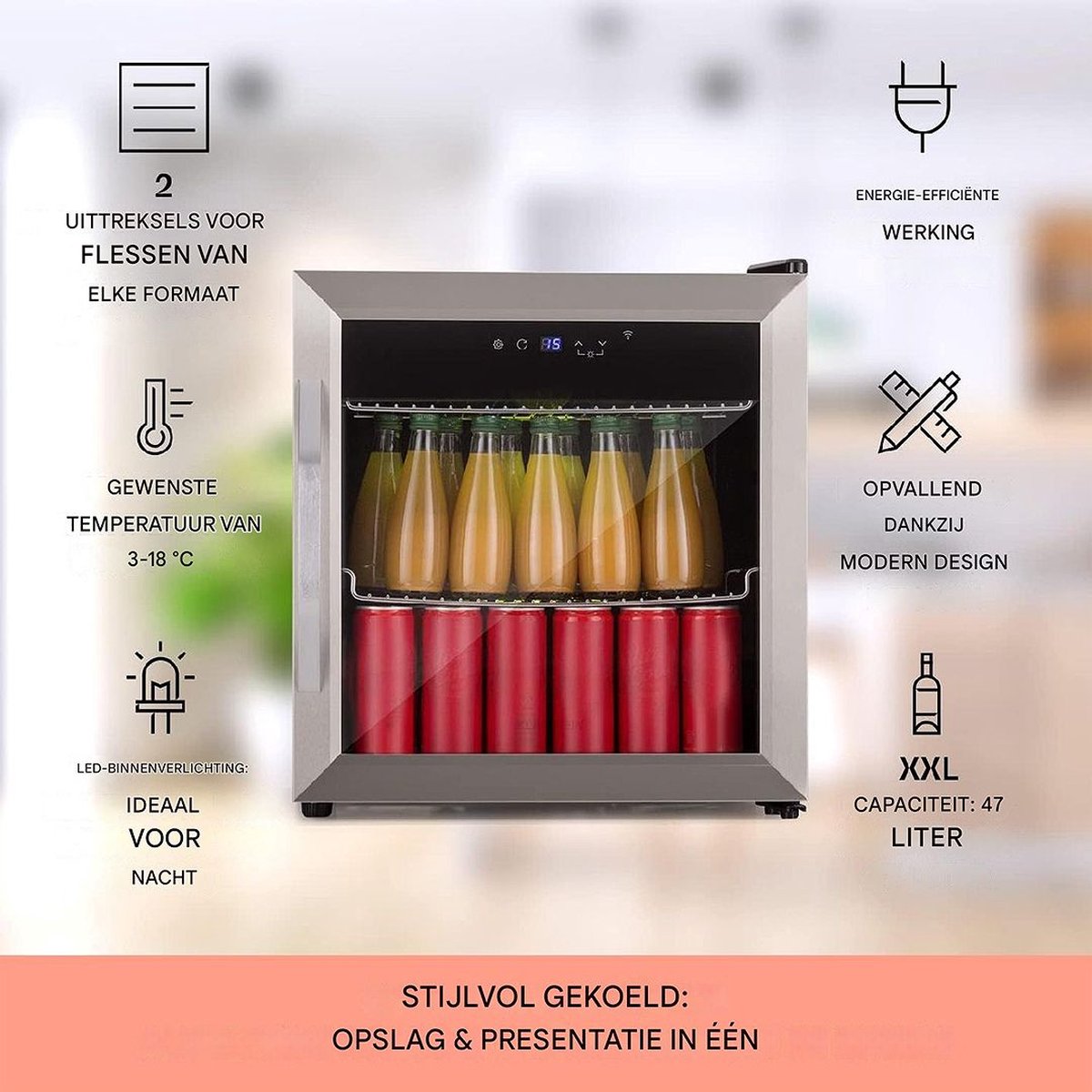 White-label Flessenkoelkast - Drankenkoelkast - Minibar - afbeelding 3