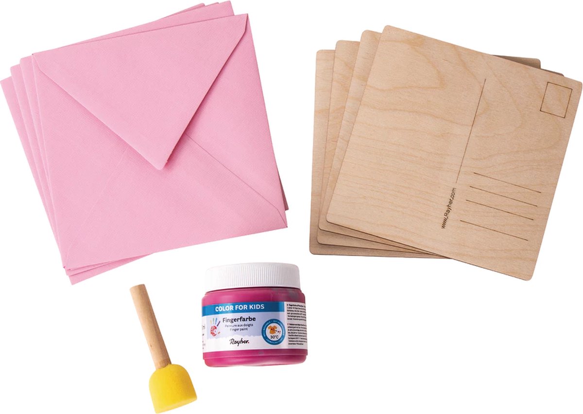 Kraamvisite Kaartjes Baby Voet- en Handafdruk Set Doe-het-zelf Pakket - Rayher Create It! - Roze
