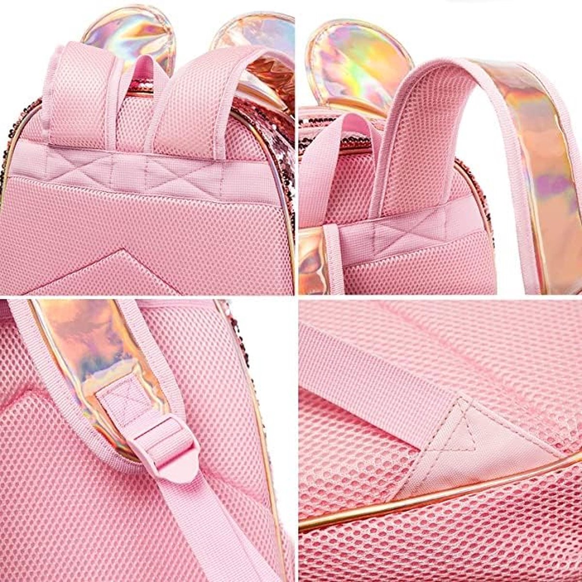 Joya Kids® Mini Oren Schooltas Pailletten | Rugzak Meisje | Muis rugtas | |Mini rugzak | Backpack meisjes | Roze Pailletten en Glitter Tas met Etui | 34 x 24 cm | Groep 1 - 4 | 10 Liter – foto 6