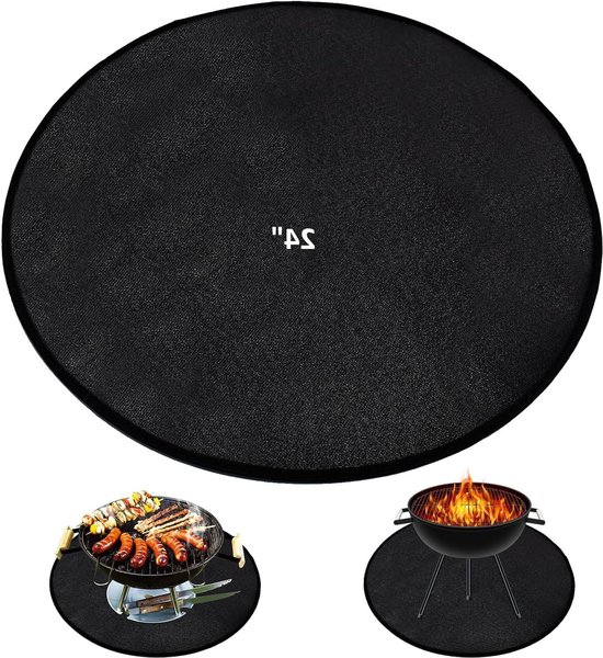 Ronde vuurvaste onderlaag, brandwerende mat, vuurplaats, pad, waterdicht, opvouwbaar, voor buiten, hittebeschermingsmat voor gras, vloer, terras, BBQ