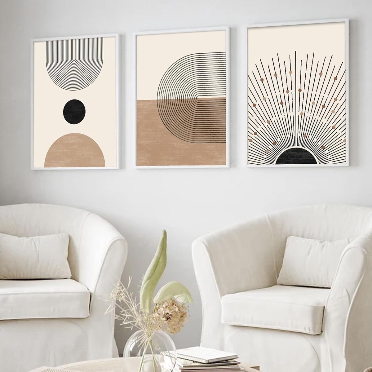 Lot De 3 Posters Art Abstrait Moderne Sur Toile - Décoration Bohème Chic Sans Cadre Pour Salon Et Chambre - 40 X 50 Cm