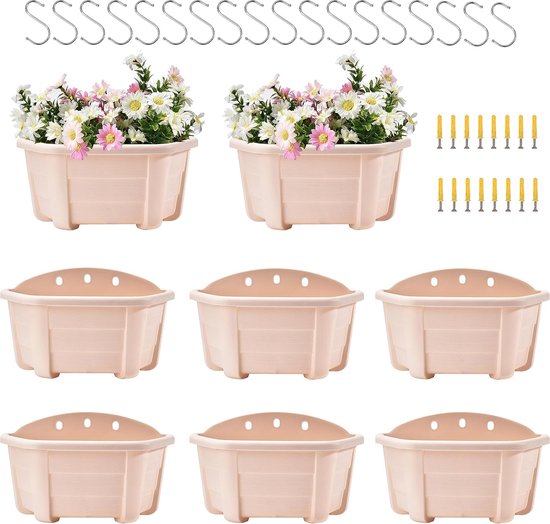 Retro Beige Kunststof Hangende Plantenbakken voor Balkon en Tuin