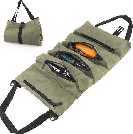 Kaaltisy gereedschapsrol, 16OZ gewaxt zeildoek, gereedschapstas met 1 vak elastiek, Robuuste gereedschapsrol voor tuinman, monteur, ambachtsman - Grijs - 60x30cm Kaaltisy gereedschapsrol, 16OZ gewaxt zeildoek, gereedschapstas met 1 vak elastiek, Robuuste gereedschapsrol voor tuinman, monteur, ambachtsman - Grijs - 60x30cm