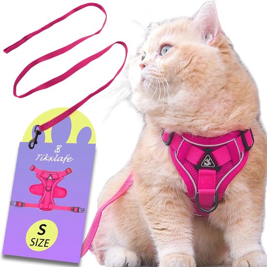 kattentuigje met looplijn Leopard Pink - Verstelbare kattentuigjes met looplijn
