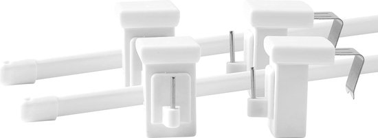 Deco-Raum Vitragestang, 2 stuks, uittrekbaar, wit, lengte 60-100 cm, met draaibare raamhaak voor raamkozijnen, 10-27 mm, ovale gordijnroede, zonder boren
