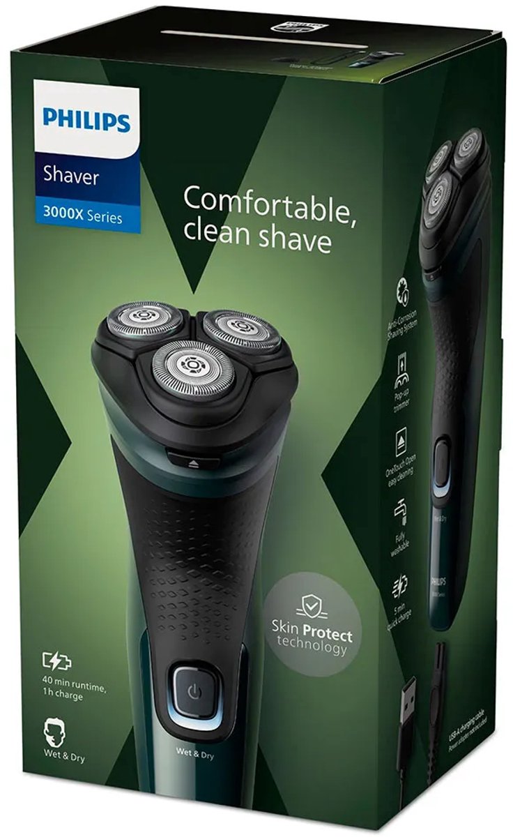 Philips Shaver 3000X Series Elektrisch scheerapparaat voor nat en droog scheren X3002/00
