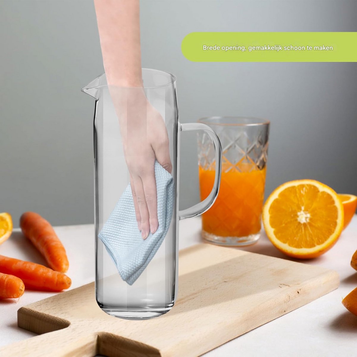QTTVBTNA – 1 Stuk Glazen Waterkan met Deksel – Transparante Waterkaraf – Duurzame Glaskan voor Water, Sap en Drankjes – Praktische Waterkan voor Dagelijks Gebruik, Tafelserveren en Keuken – 1,5 Liter — cadeau in Cadeau-ideeën - foto 4