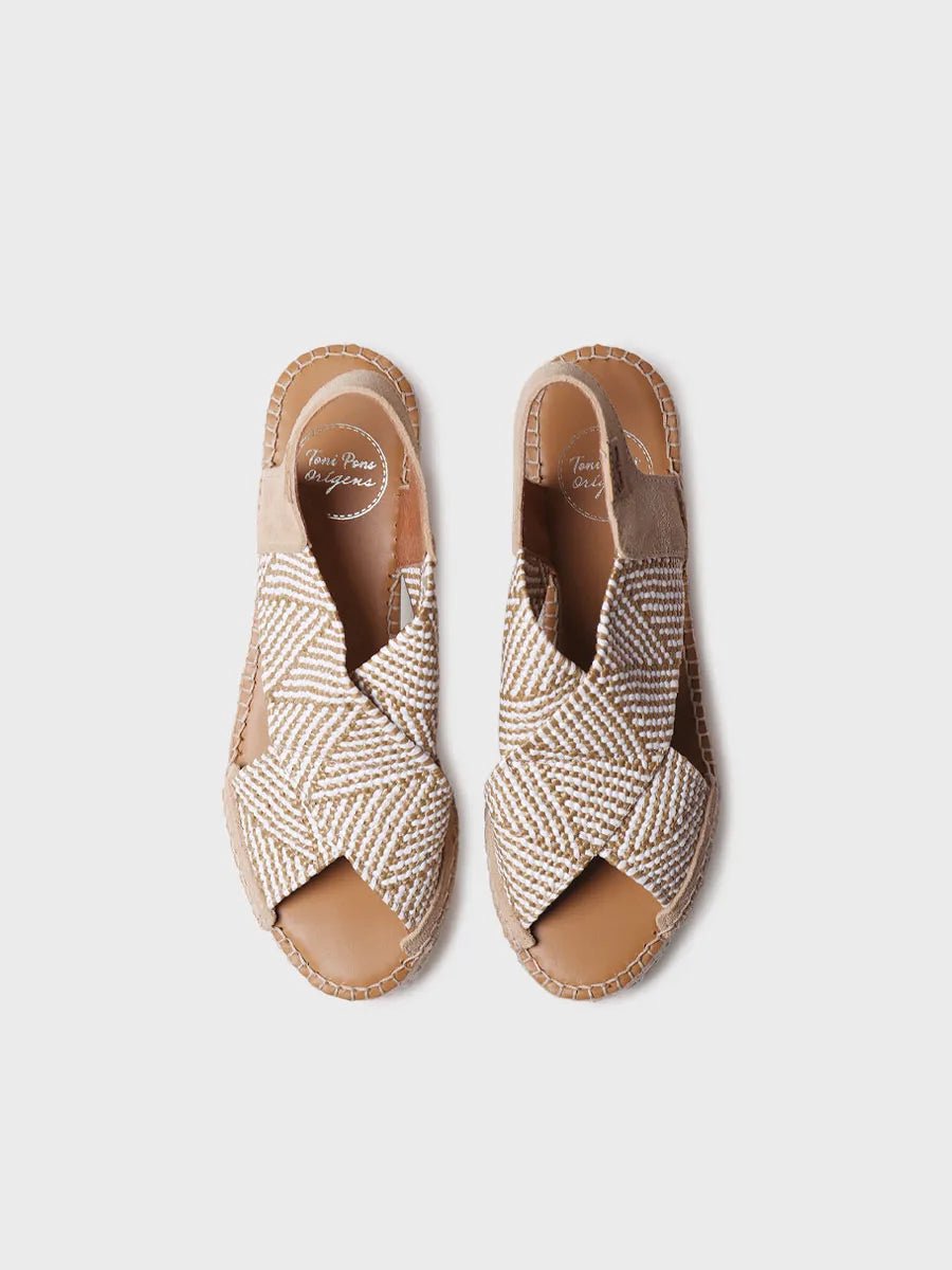Dames espadrille met sleehak en veelkleurige elastische bandjes | MASAI