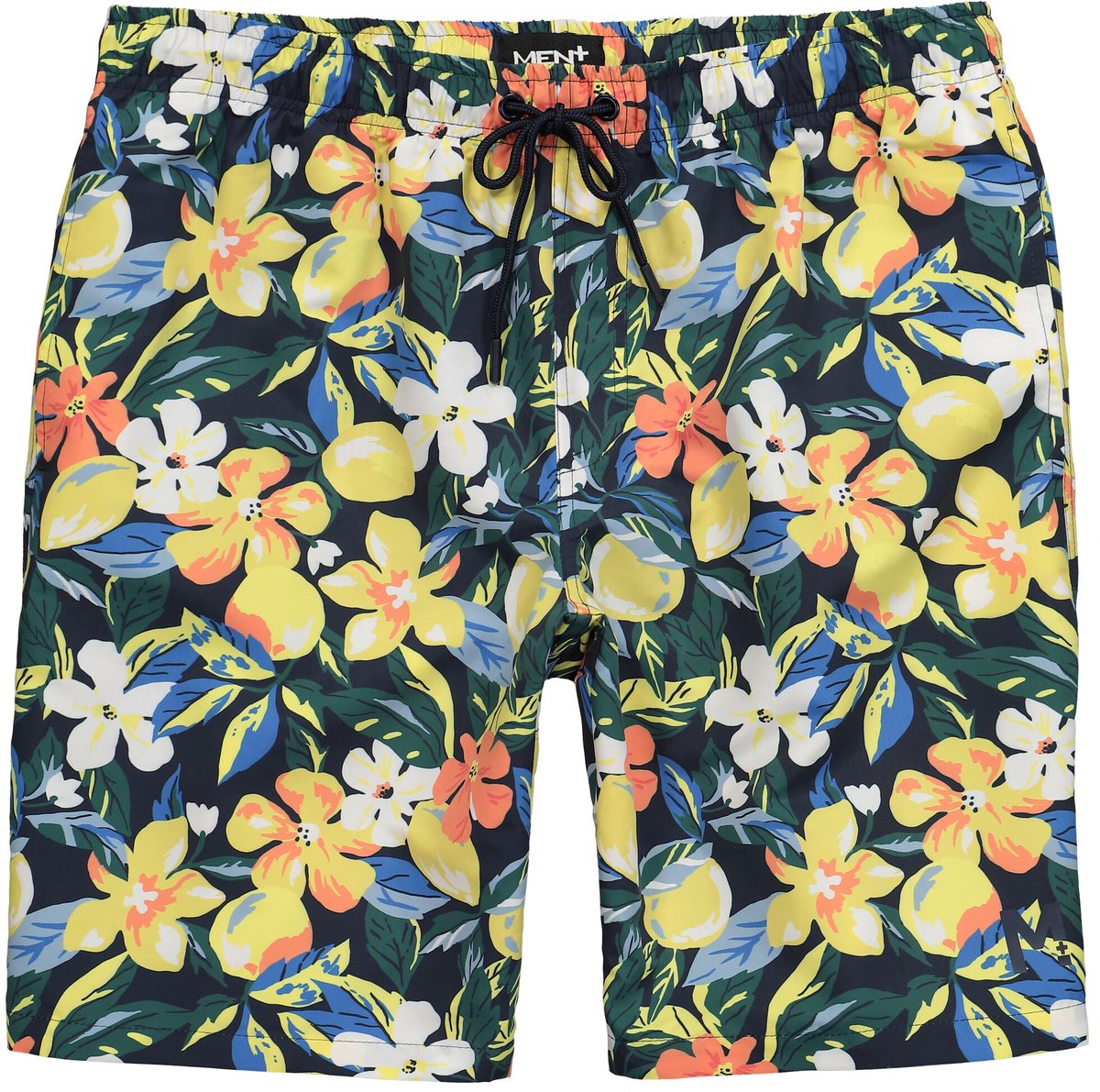 Men Plus - Heren - Zwemshort buikfit all-over print elastische tailleband - Navy blauw - Maat L