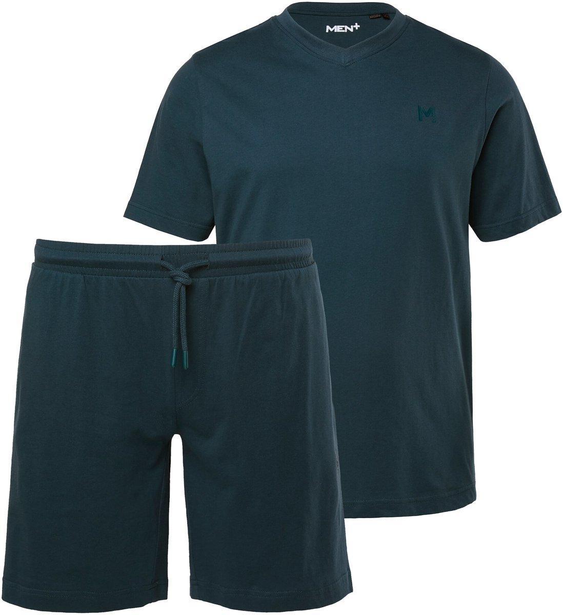 Men Plus - Heren - Pyjama tweedelig kort model basic - Inktblauw - Maat 7XL