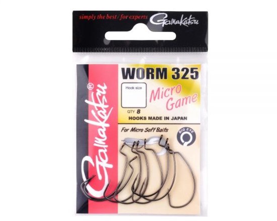 Gamakatsu - worm 325 - micro game - 8 stuks - haak 8 - vishaak voor kunstaas van Gamakatsu — afbeelding 3