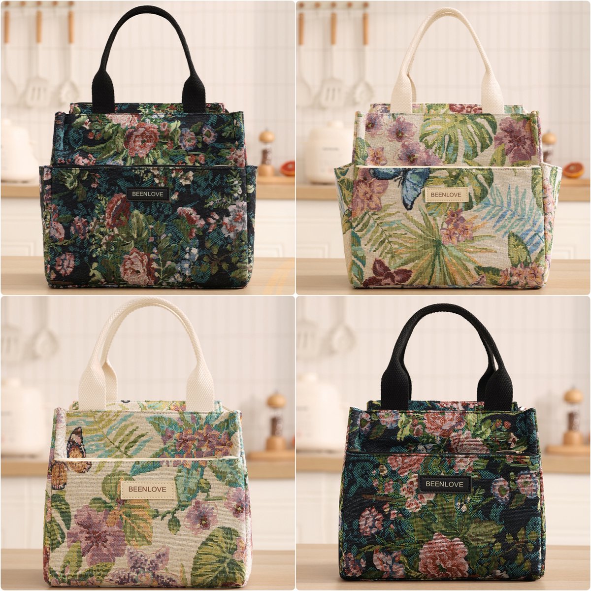 Rainbecom - Koeltassen Lunchtas 5,5L Geïsoleerd - Lunch tas Dames & Heren - 22x13.5x19.5 cm Lunchbag voor Werk & School - Koeltas Waterafstotend Polyester - Grote Opening met Rits - Zwart Vintage Rozen — cadeau in Cadeau-ideeën - foto 7