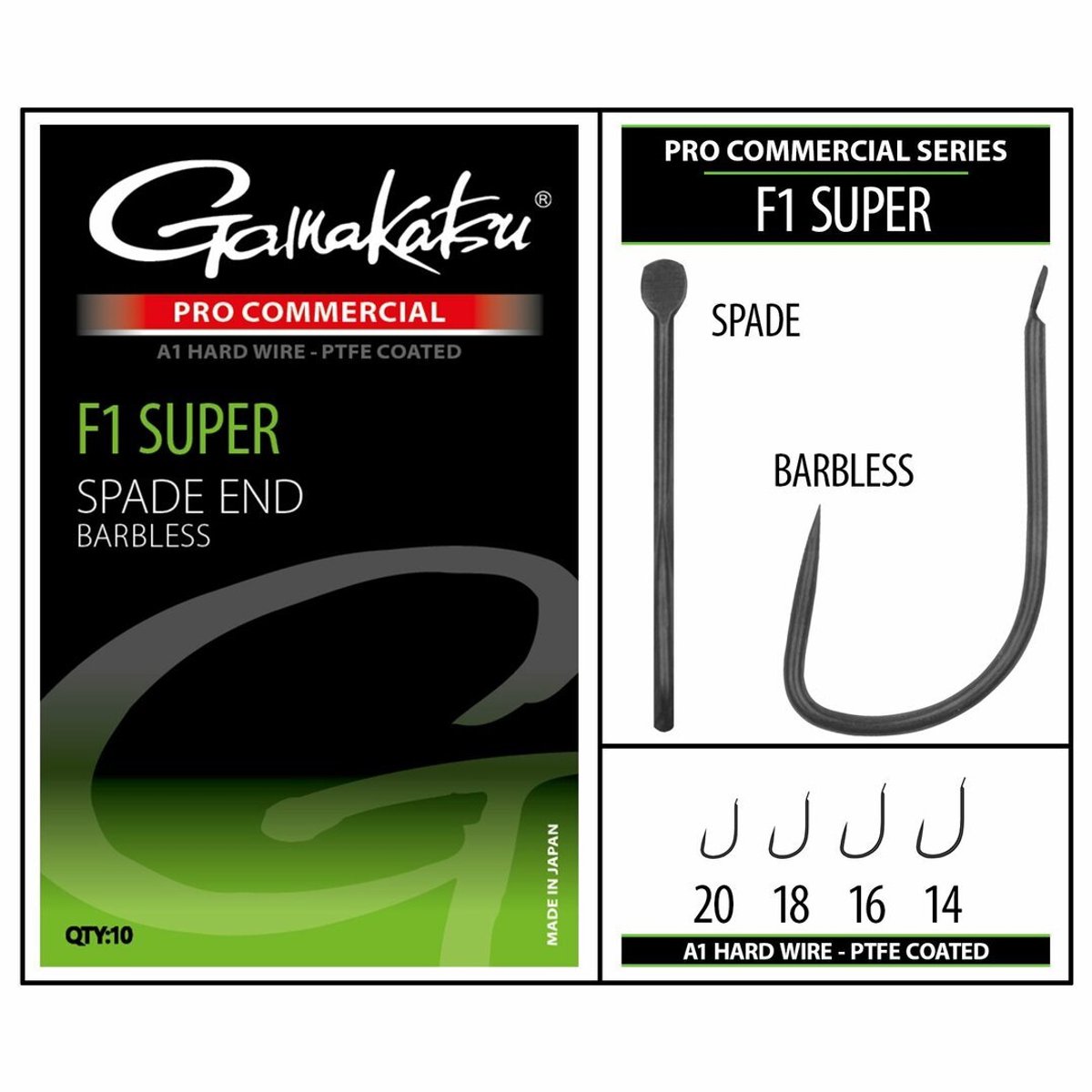 Gamakatsu Pro-C F1 Super A1 PTFE Bladed Barbless Haken #20