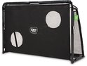 Zwart EXIT Toys voetbaldoel 180x120cm met EXIT Toys logo en twee ronde openingen.