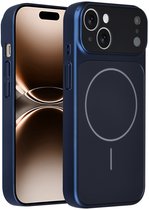 Étui AG Matte Glass iPhone 15 Backcover - Magsafe full protection cover - Blauw