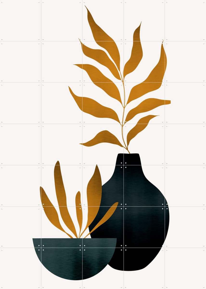 IXXI Autumn Flowers, Kubistika - 100 x 140 cm - Gratis ophangtool - Grote wanddecoratie en posters - Decoratieve kunsten, Minimalisme, Illustraties