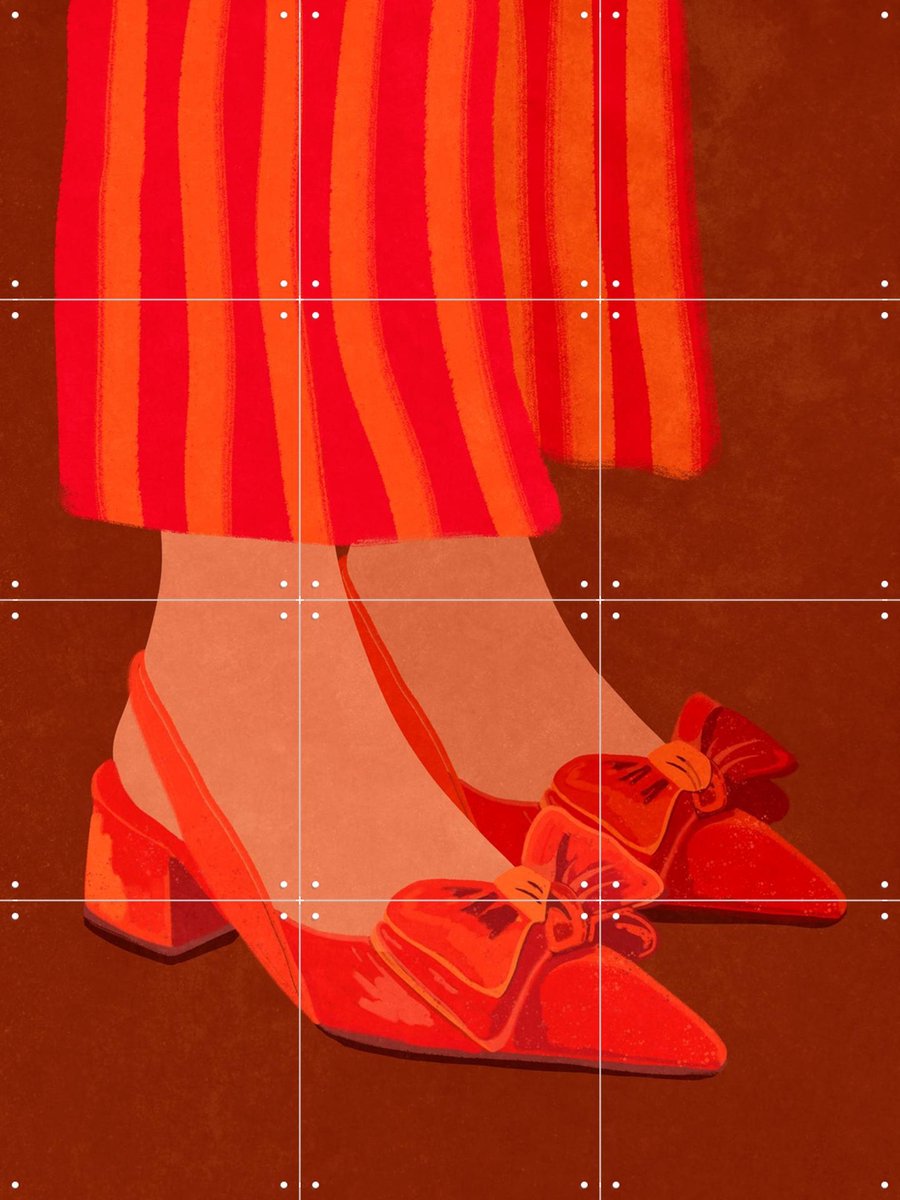 IXXI Vintage Shoes, Raissa Oltmanns - 60 x 80 cm - Gratis ophangtool - Grote wanddecoratie en posters - Kleurrijk, Speels, Illustraties, Vintage