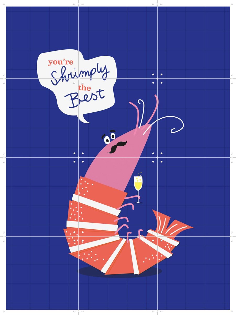 IXXI Shrimply the Best, Jetske Kox - 60 x 80 cm - Gratis ophangtool - Grote wanddecoratie en posters - Kleurrijk, Illustraties, Grafisch Ontwerp
