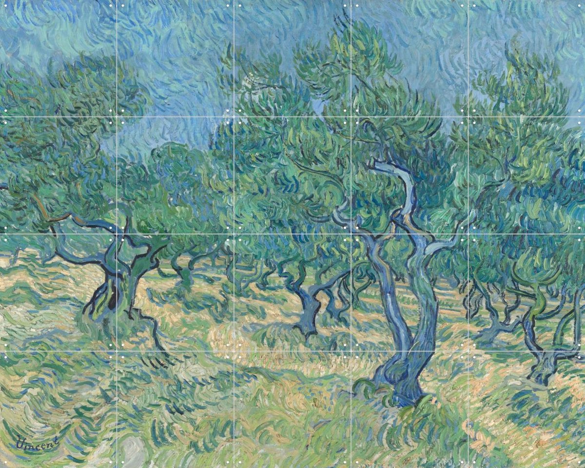 IXXI Olijfgaard, Vincent van Gogh (1853 - 1890) & Kröller-Müller Museum - 100 x 80 cm - Gratis ophangtool - Grote wanddecoratie en posters -