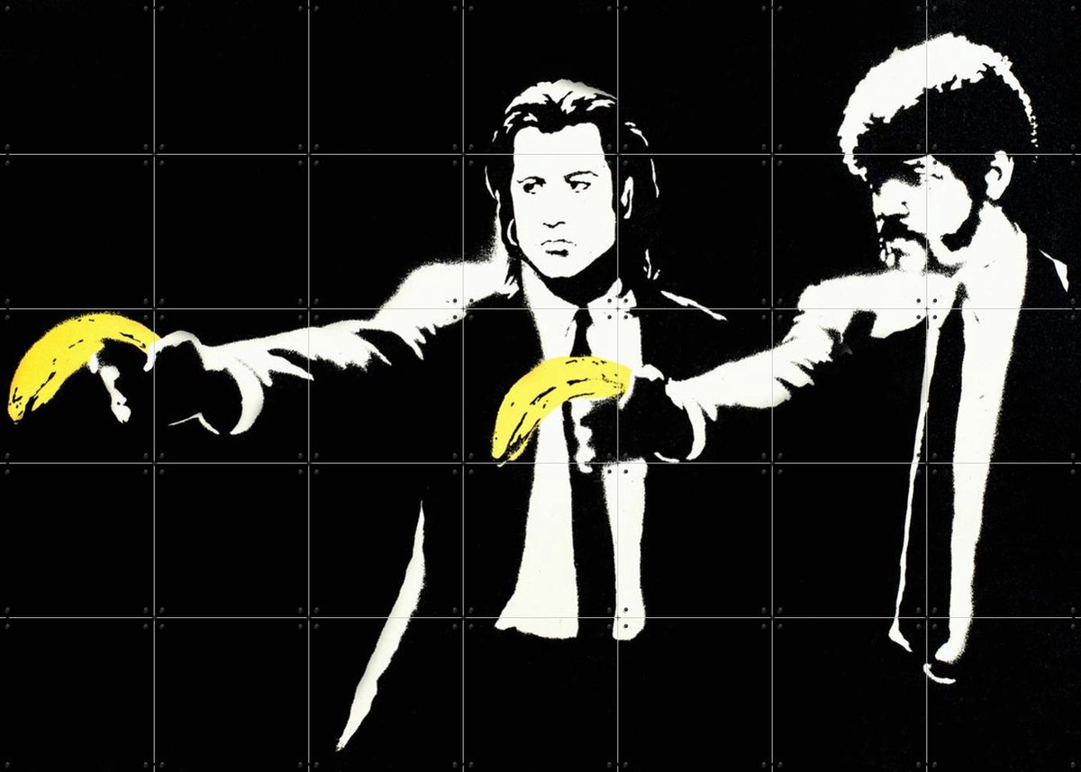 IXXI Pulp fiction, Banksy - 140 x 100 cm - Gratis ophangtool - Grote wanddecoratie en posters - Pop art, Grafisch Ontwerp, Illustraties, Street art