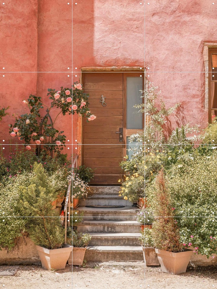 IXXI Pink House in France, Henrike Schenk - 60 x 80 cm - Gratis ophangtool - Grote wanddecoratie en posters - Vintage, Kleurrijk, Fotografie