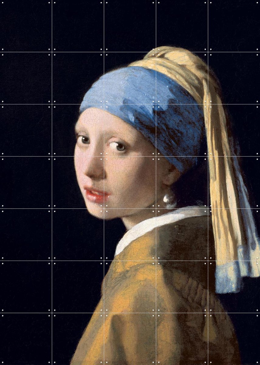 IXXI Meisje met de parel, Johannes Vermeer & Mauritshuis - 100 x 140 cm - Gratis ophangtool - Grote wanddecoratie en posters - Klassiek, Olieverf