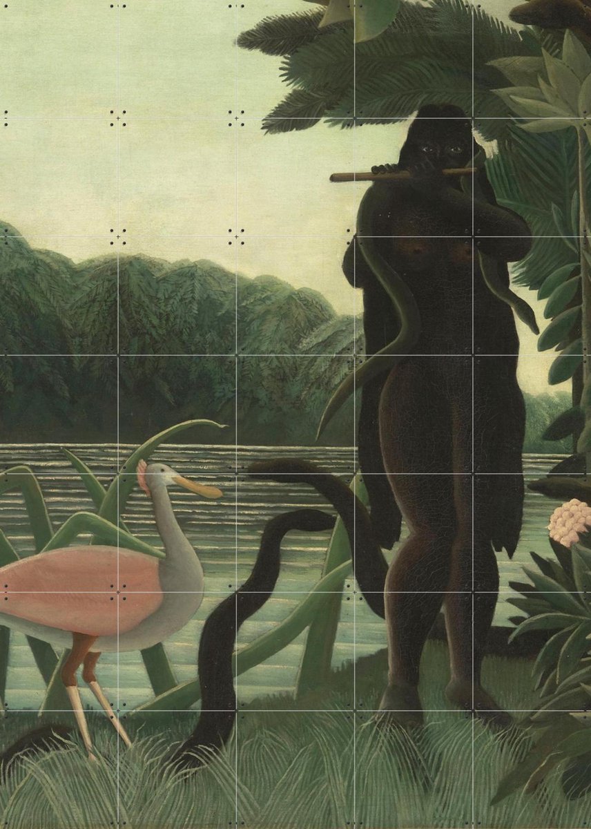 IXXI The Snake Charmer, Henri Rousseau & Bridgeman Images - 100 x 140 cm - Gratis ophangtool - Grote wanddecoratie en posters - Klassiek, Naturalisme