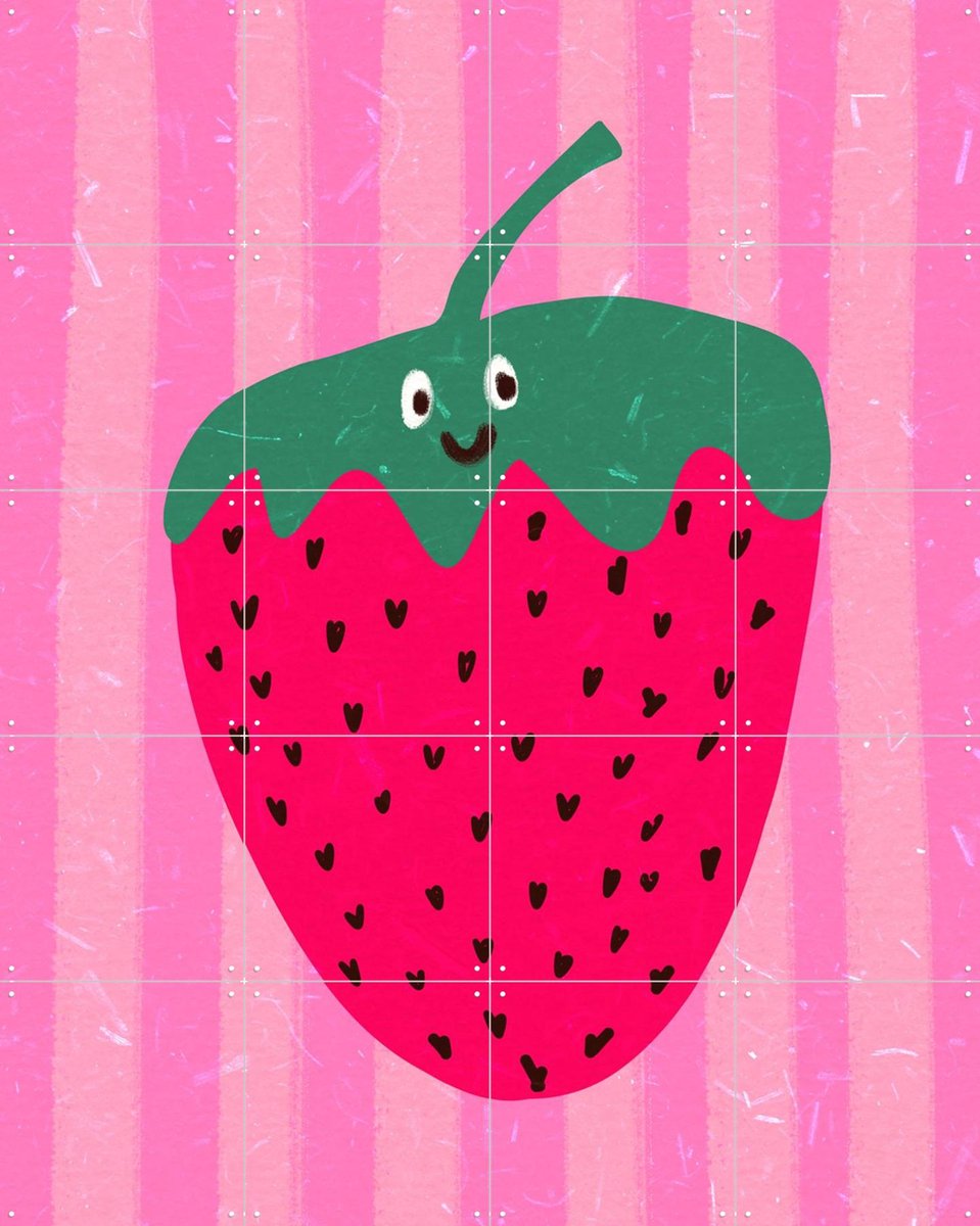 IXXI Hello Strawberry, Raissa Oltmanns - 80 x 100 cm - Gratis ophangtool - Grote wanddecoratie en posters Kinderkamer, Babykamer, Kinderen