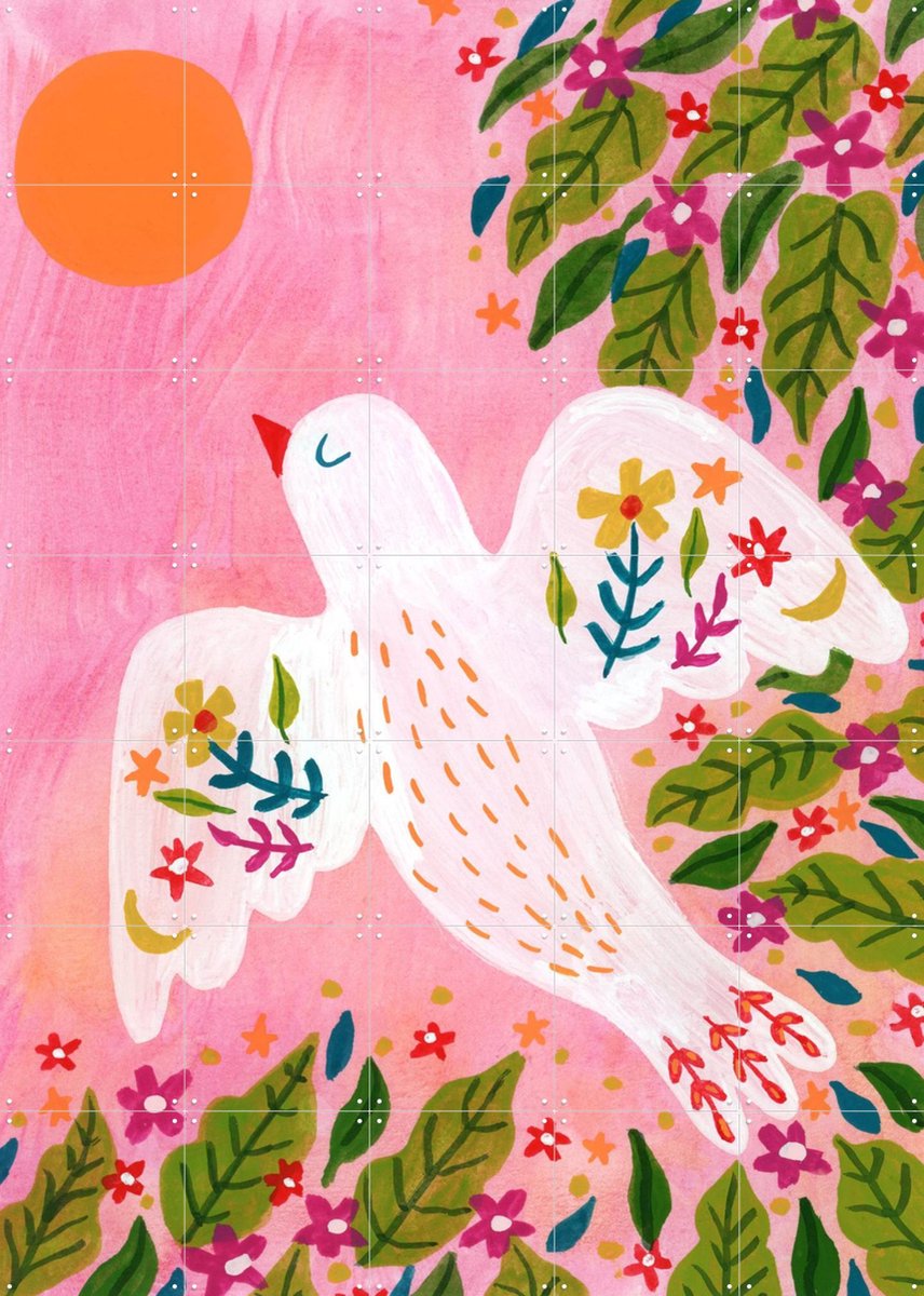 IXXI Vrij en Licht, Kirsten Blom Art & Illustration - 100 x 140 cm - Gratis ophangtool - Grote wanddecoratie en posters - Illustraties, Speels