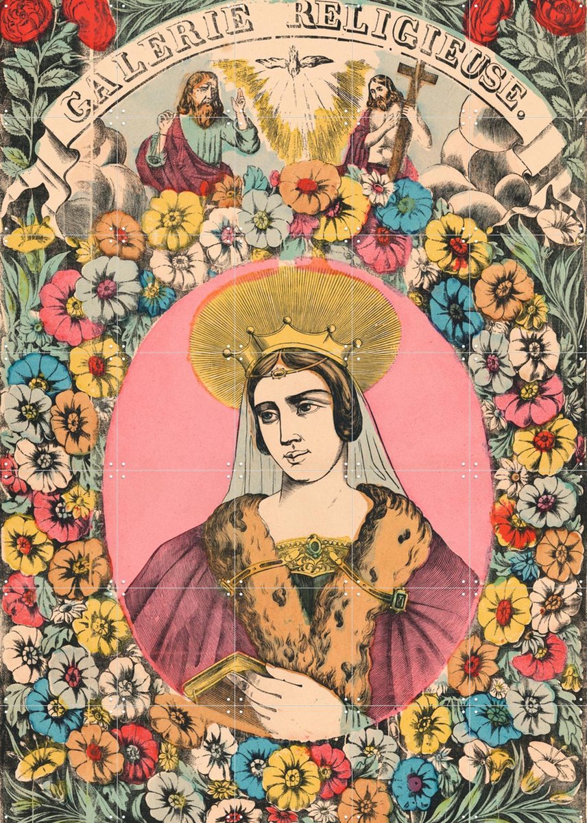 IXXI Clotilde, Aster Edition - 100 x 140 cm - Gratis ophangtool - Grote wanddecoratie en posters - Kleurrijk, Vintage, Illustraties, Slaapkamer, Gang
