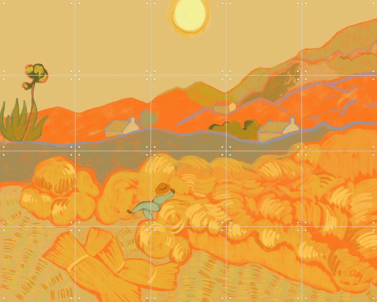 IXXI Wheatfield with a Sleeper, Arty Guava & Van Gogh 21st Century - 100 x 80 cm - Gratis ophangtool - Grote wanddecoratie en posters - Klassiek