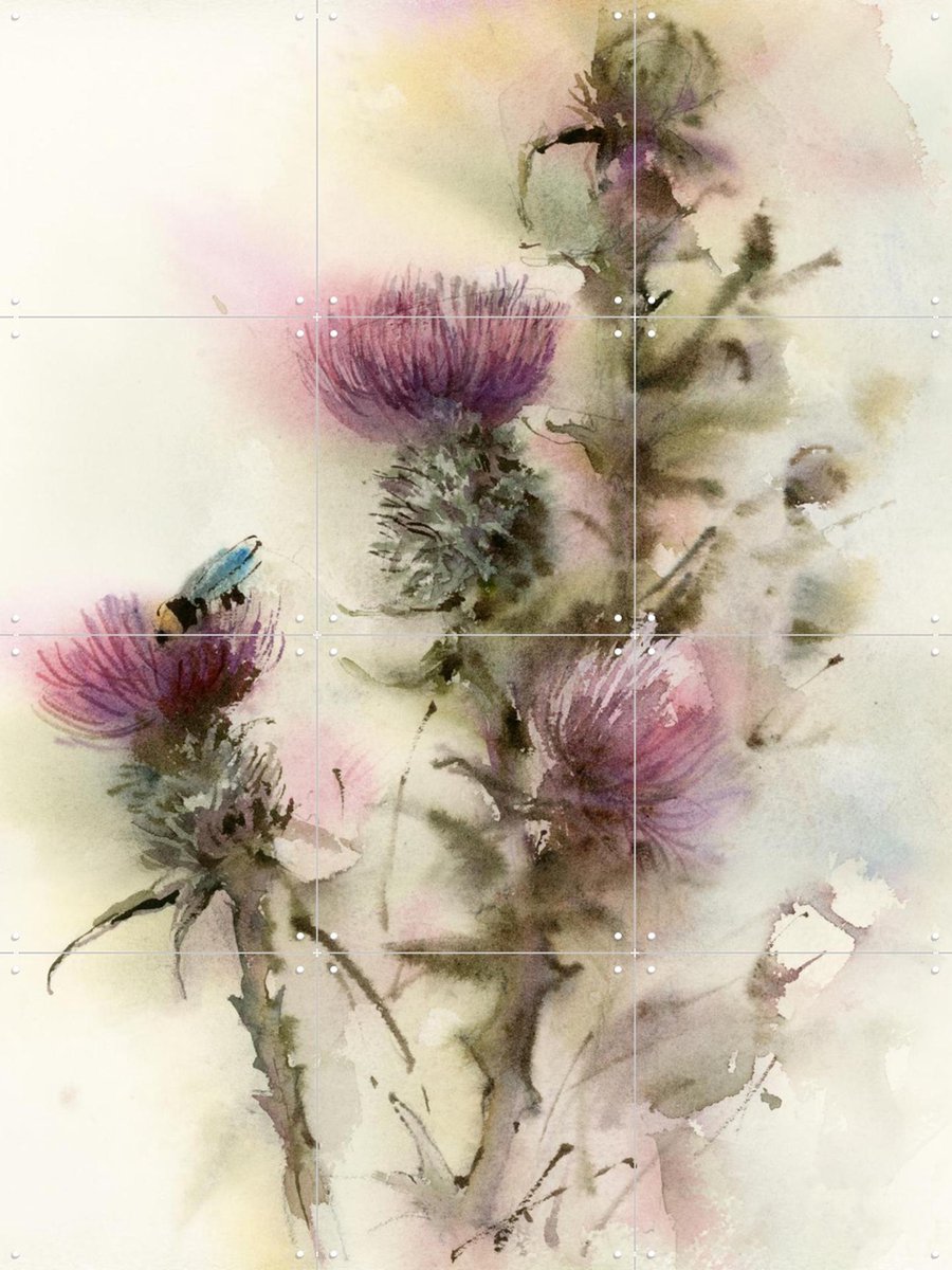 IXXI Thistles, Canot Stop Painting - 60 x 80 cm - Gratis ophangtool - Grote wanddecoratie en posters - Naturalisme, Aquarel, Impressionisme