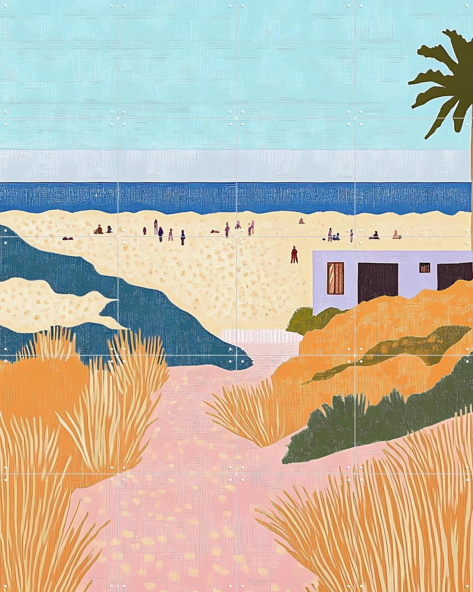 IXXI Stranddag, Artclaud - 80 x 100 cm - Gratis ophangtool - Grote wanddecoratie en posters - Speels, Illustraties, Digitale Kunst, Kleurrijk