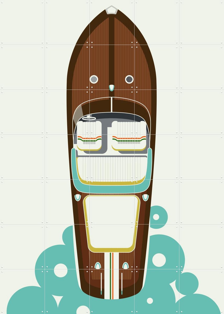 IXXI Riva, Bo Lundberg - 100 x 140 cm - Grote wanddecoratie en posters - Kleurrijk, Digitale Kunst, Vintage, Illustraties, Geometrische Kunst Bruin