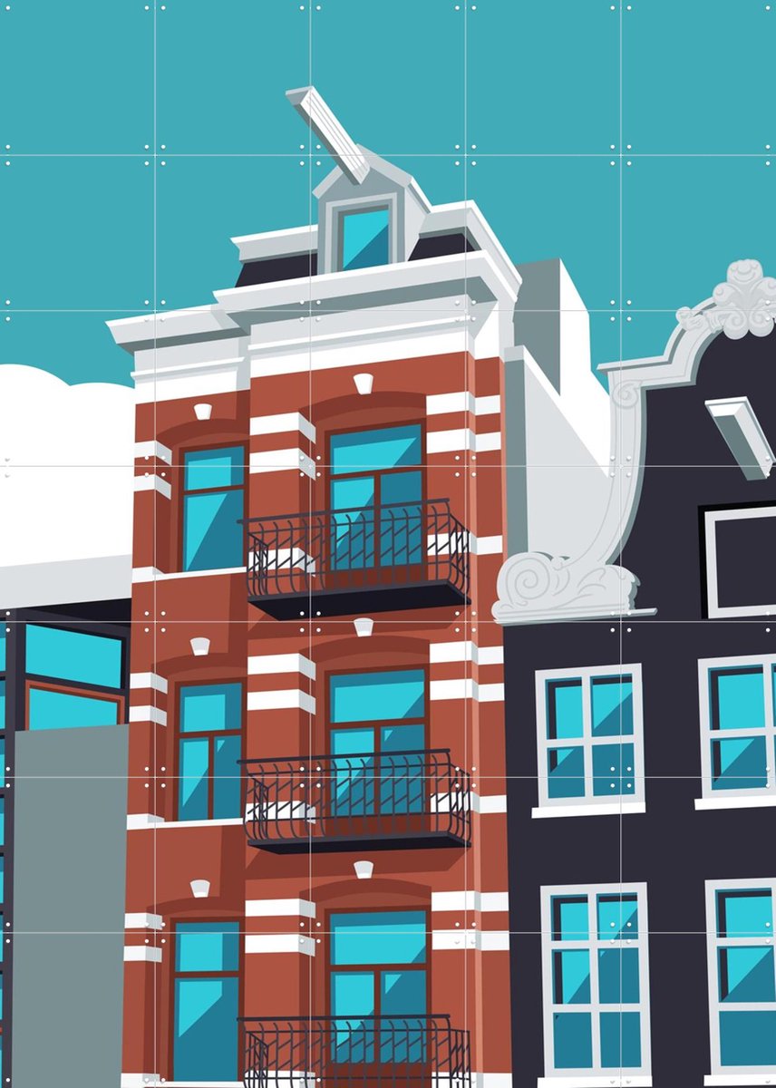 IXXI Elandsgracht, Remko Heemskerk & Kunst in Kaart - 100 x 140 cm - Gratis ophangtool - Grote wanddecoratie en posters - Grafisch Ontwerp, Kleurrijk