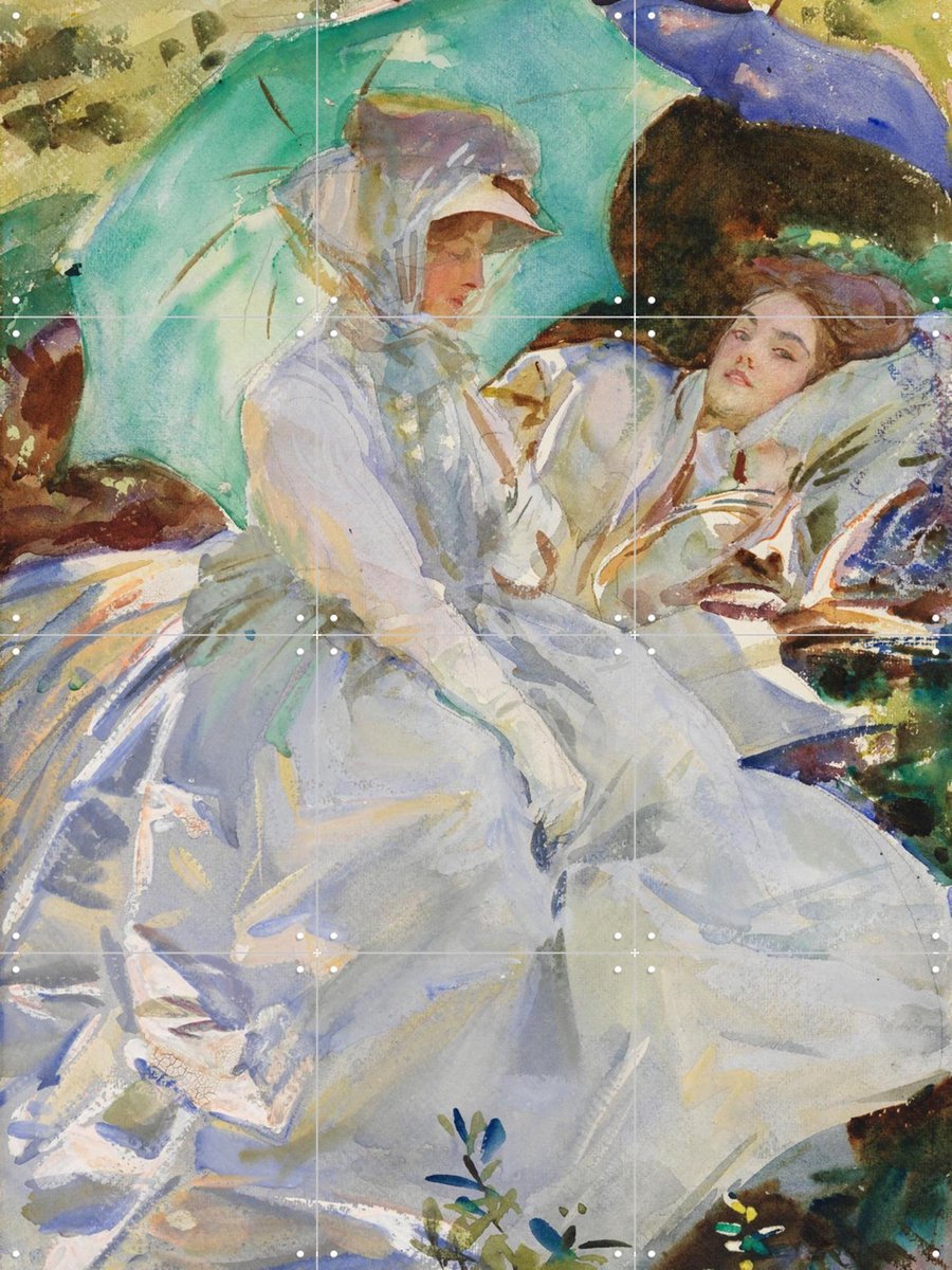 IXXI Simplon Pass: Reading, John Singer Sargent & Museum of Fine Arts Boston - 60 x 80 cm - Gratis ophangtool - Grote wanddecoratie en posters -