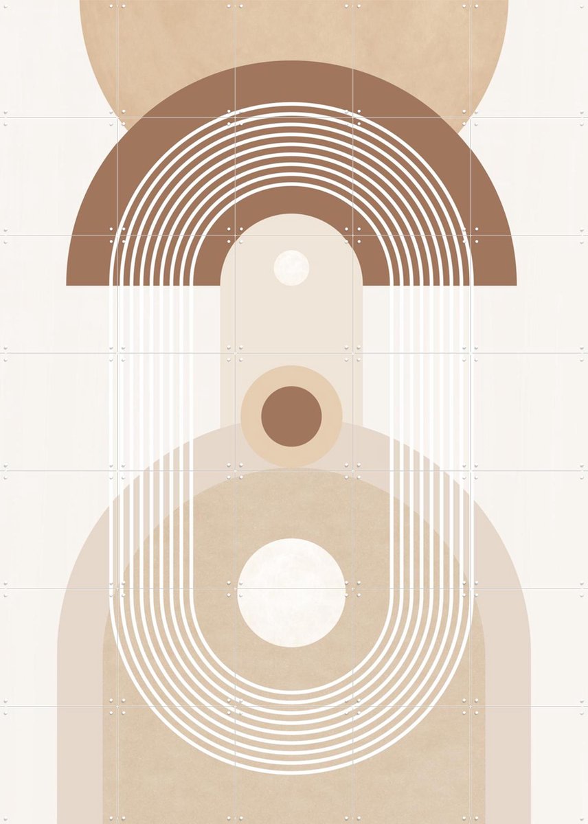 IXXI Beige Mid Century Poster No.3, Elena Ristova & Various - 100 x 140 cm - Gratis ophangtool - Grote wanddecoratie en posters - Minimalisme